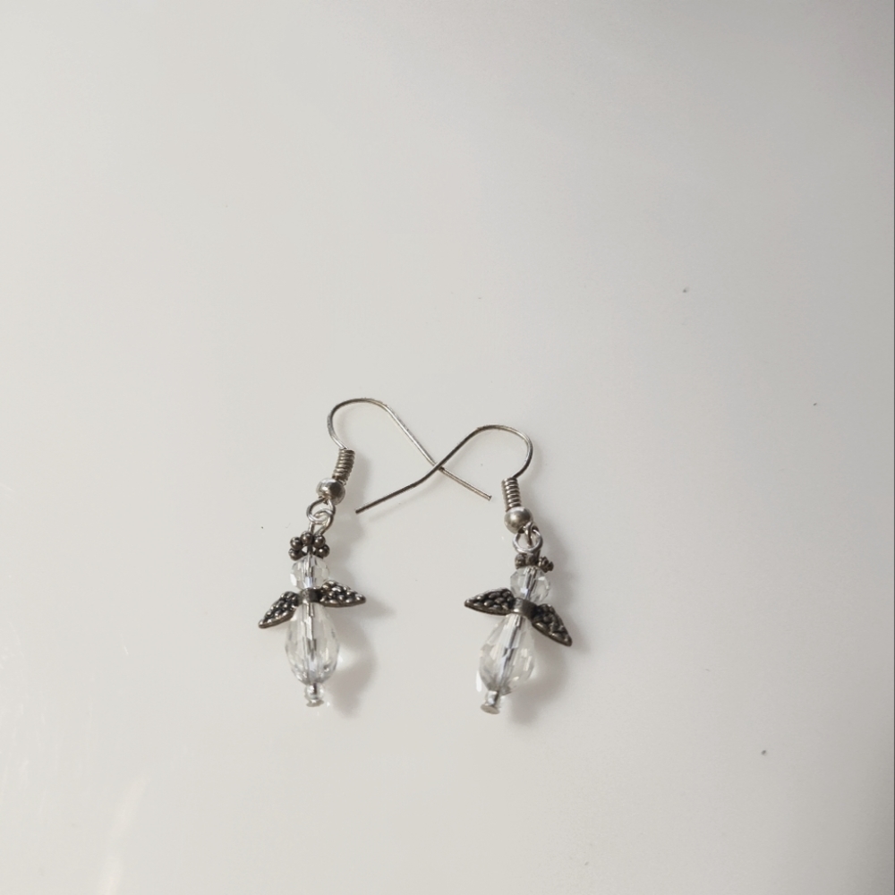 Handmade Crystal Angel Earrings - Picture 2 of 2